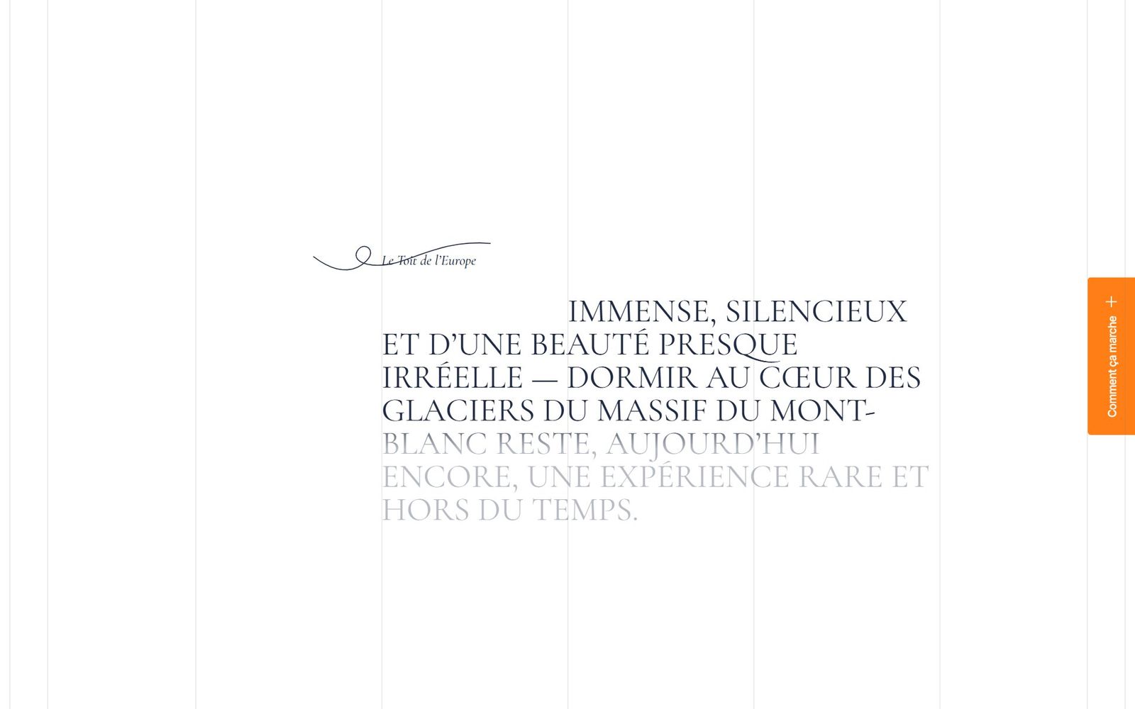 L'ouverture : une seule phrase en capitales, signée à la plume, qui s'éclaire au défilement.