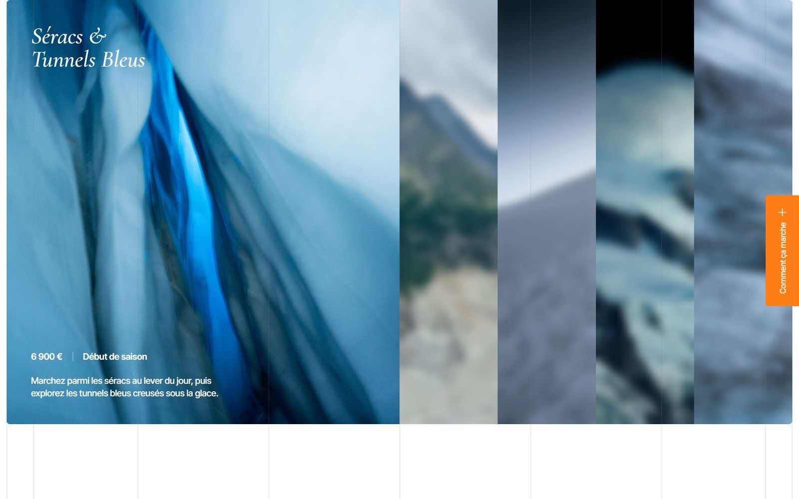 Un voyage ouvert : la photo, le prix et deux lignes, rien de plus.