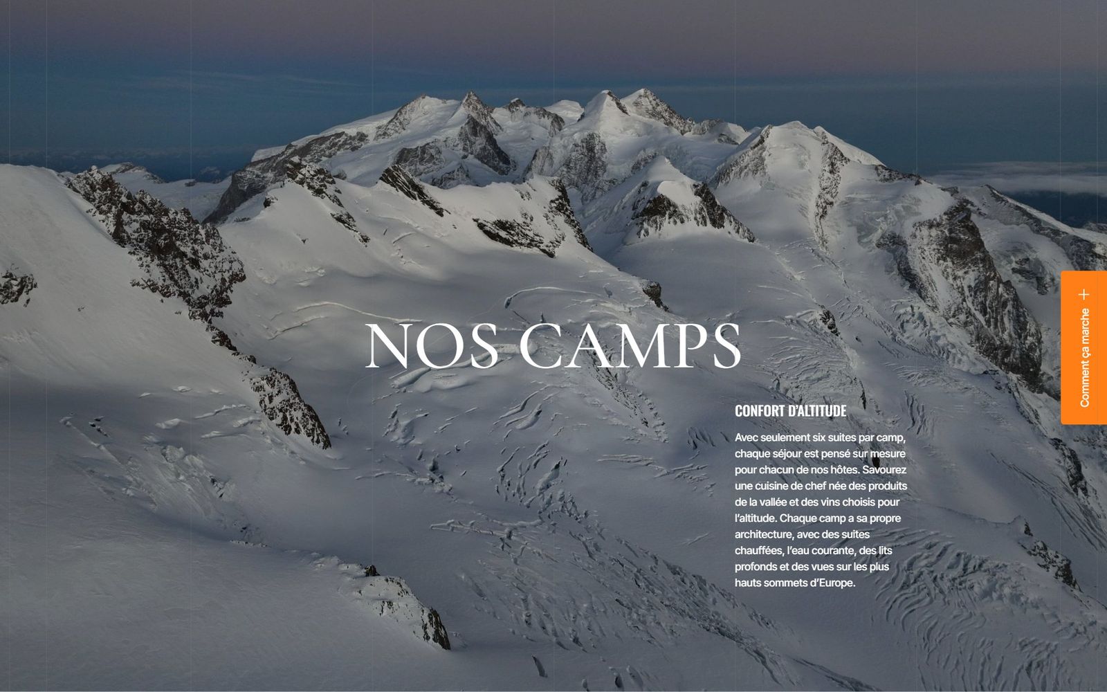 Les camps : le titre posé sur le glacier, les faits rangés dessous.