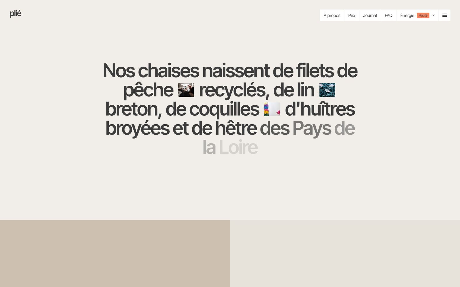 La matière : la phrase s'écrit mot à mot, avec de petites vignettes du filet, du lin et de la coquille dans le texte.