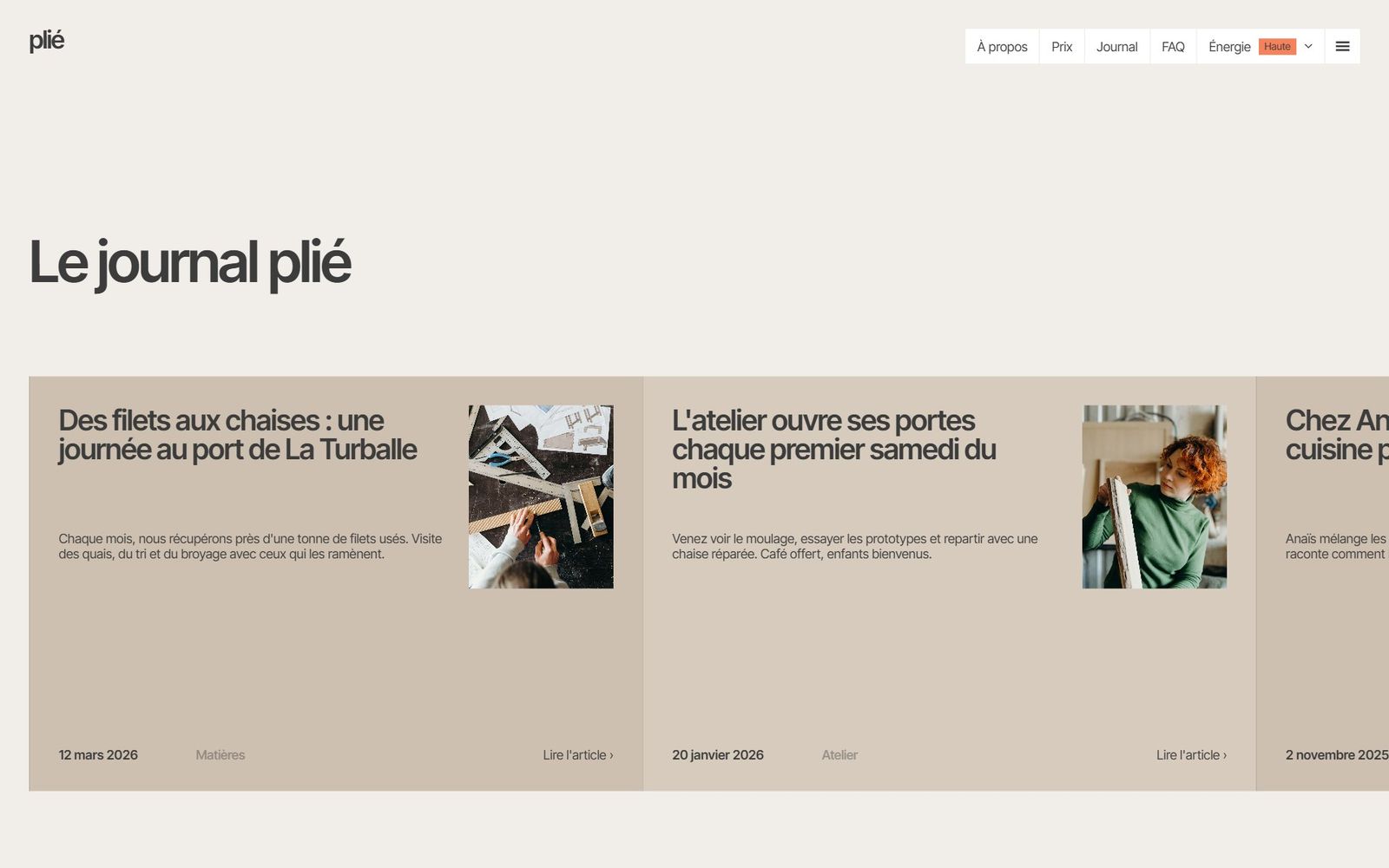 Le journal : les visites au port et les samedis d'atelier, en cartes sable.